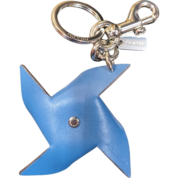 NWOT COACH PIN WHEEL BAG CHARM FOB BLUE/RED LEATHER CU257 - Picture 5 of 9